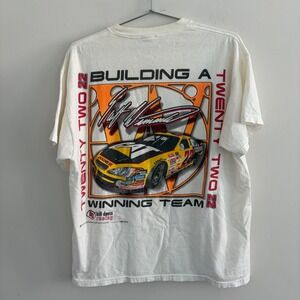 Vintage Racing Champions Ward Burton CAT Racing T Shirt White NASCAR Pocket Tee